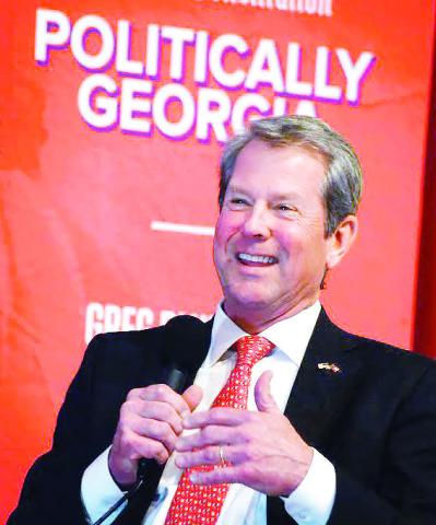 Georgia Gov. Brian Kemp took part in an Atlanta Journal-Constitution event for its “Politically Georgia” podcast at the University of Georgia last week. (IAN TOCHER/Staff)