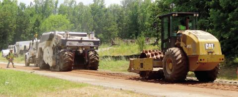 Scott Road and Sammons Industrial Boulevard are currently being repaved by Pittman Construction Company. (LYNN HOBBS/Staff)