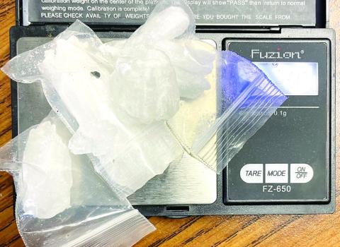 Crystal meth seized by authorities Feb. 27 registers 28.3 grams on the scales. CONTRIBUTED/PCSO