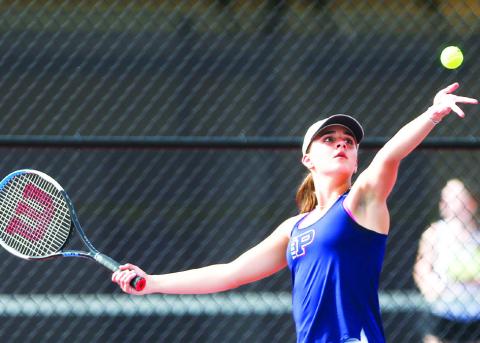 Joelle Lukens served as the Lady War Eagles’ No. 1 singles player. LANCE MCCURLEY/Staff