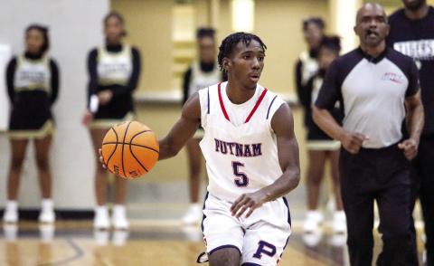 Putnam County junior Jaylin Harper (5) played a huge part in his team’s two region wins last week. LANCE MCCURLEY/Staff