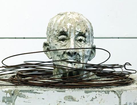 The “Beneath the Surface” exhibit by Dutch artist Helene Roberts features many mixed-media pieces. LEIGH LOFGREN/Staff