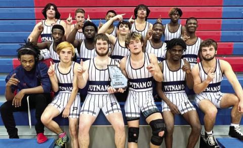 Putnam County’s War Eagle wrestlers have enjoyed a strong showing this year, with three of them reaching the 100 individual wins mark. CONTRIBUTED