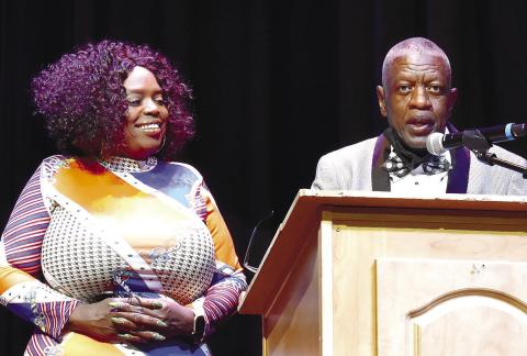 Mistress and Master of Ceremonies Lisa Jackson and Jesse Little shared announcing duties throughout the Black History evening at The Plaza. LENA HENSLEY/ Staff