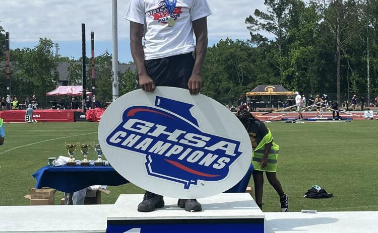 Putnam County senior Bill Waters won the high jump at the GHSA Class A Division I state track meet May 12 at UGA’s Spec Towns Track. CONTRIBUTED